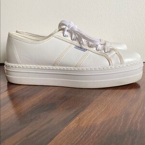 Victoria Platform White Leather Type Sneaker Made In Spain